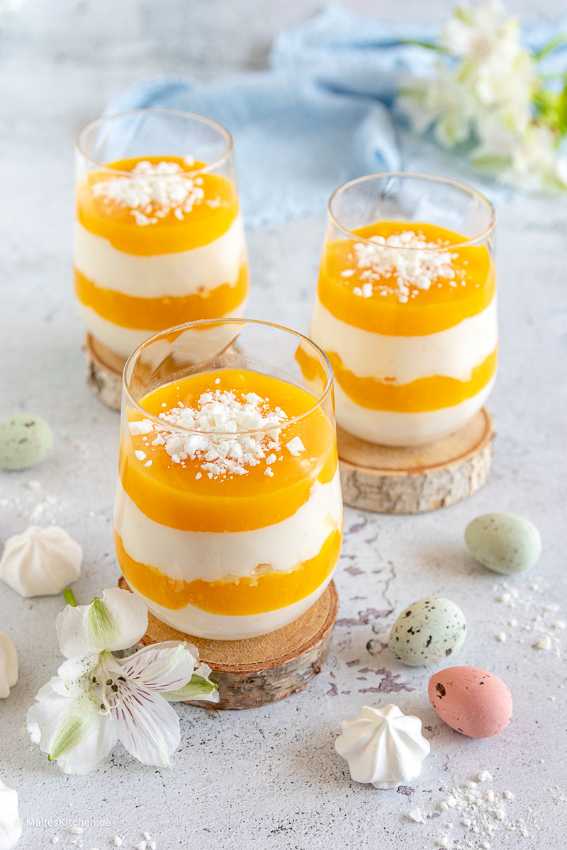 Schnelles Dessert mit Quark und Baiser.