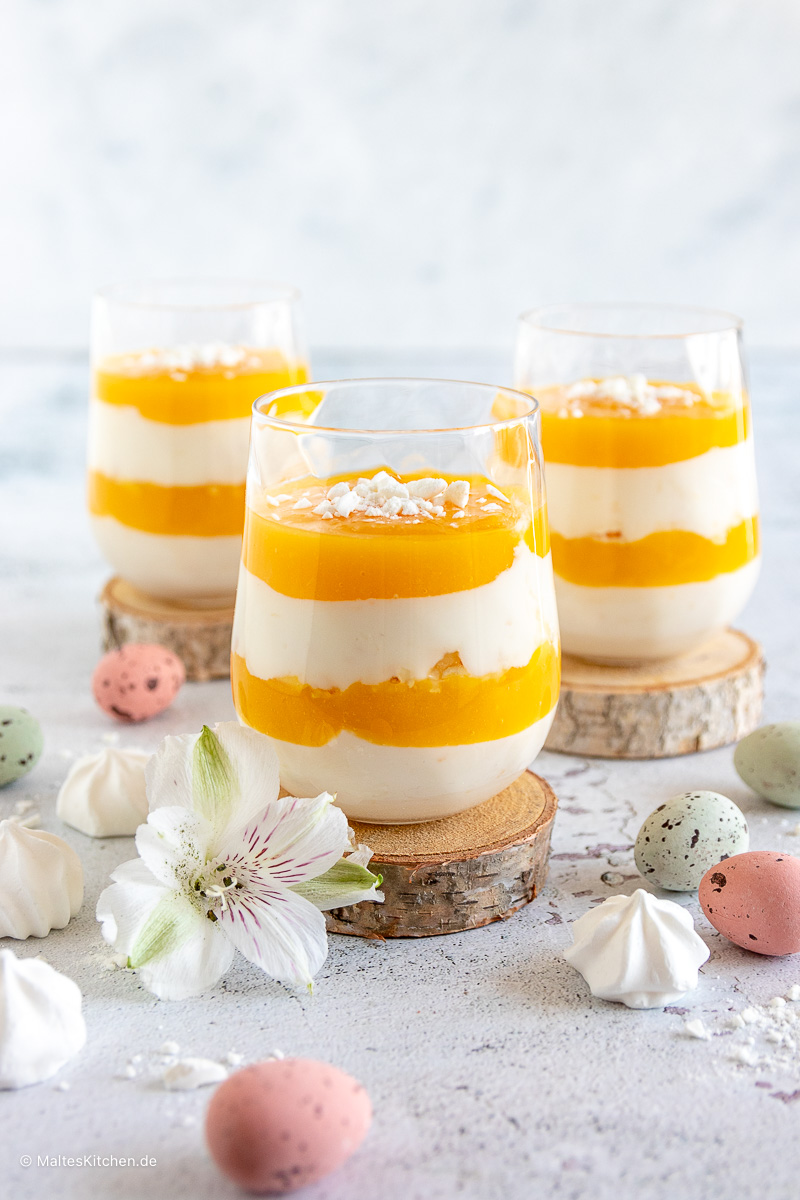 Quarkcreme mit Mango und Baiser