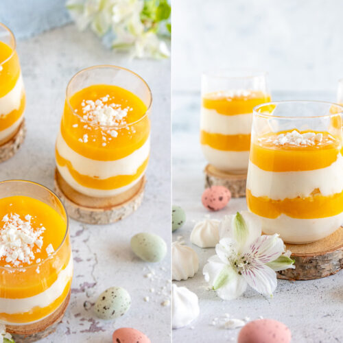 Schnelles Mango Dessert mit Quark und Baiser für Ostern