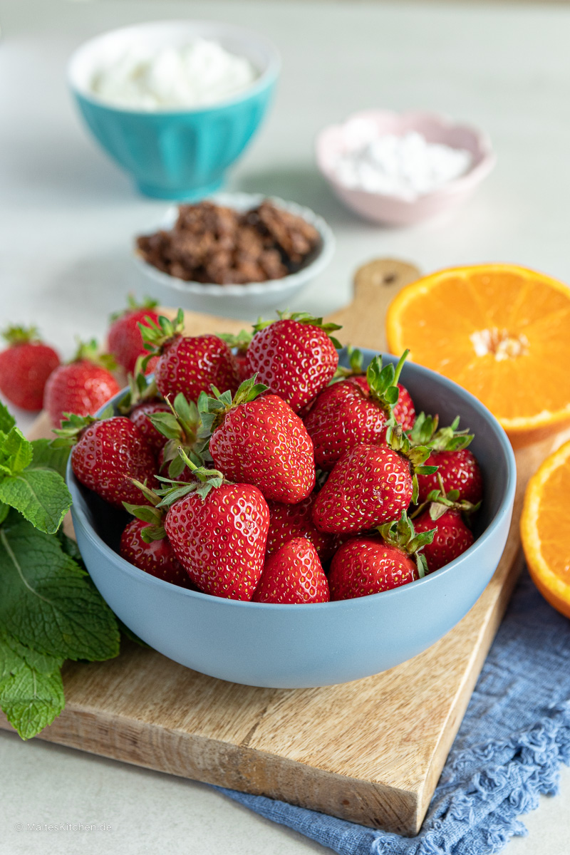 Super leckere Erdbeeren für meinen Nachtisch.