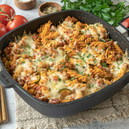 Rezept Nudelauflauf mit Hackfleisch und Zucchini