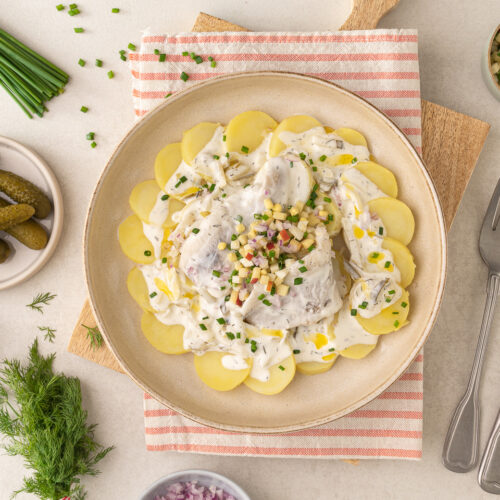 Pellkartoffeln mit Sahne Heringsfilets