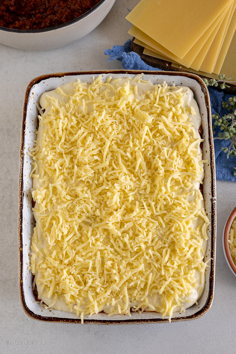 Lasagne mit Käse.