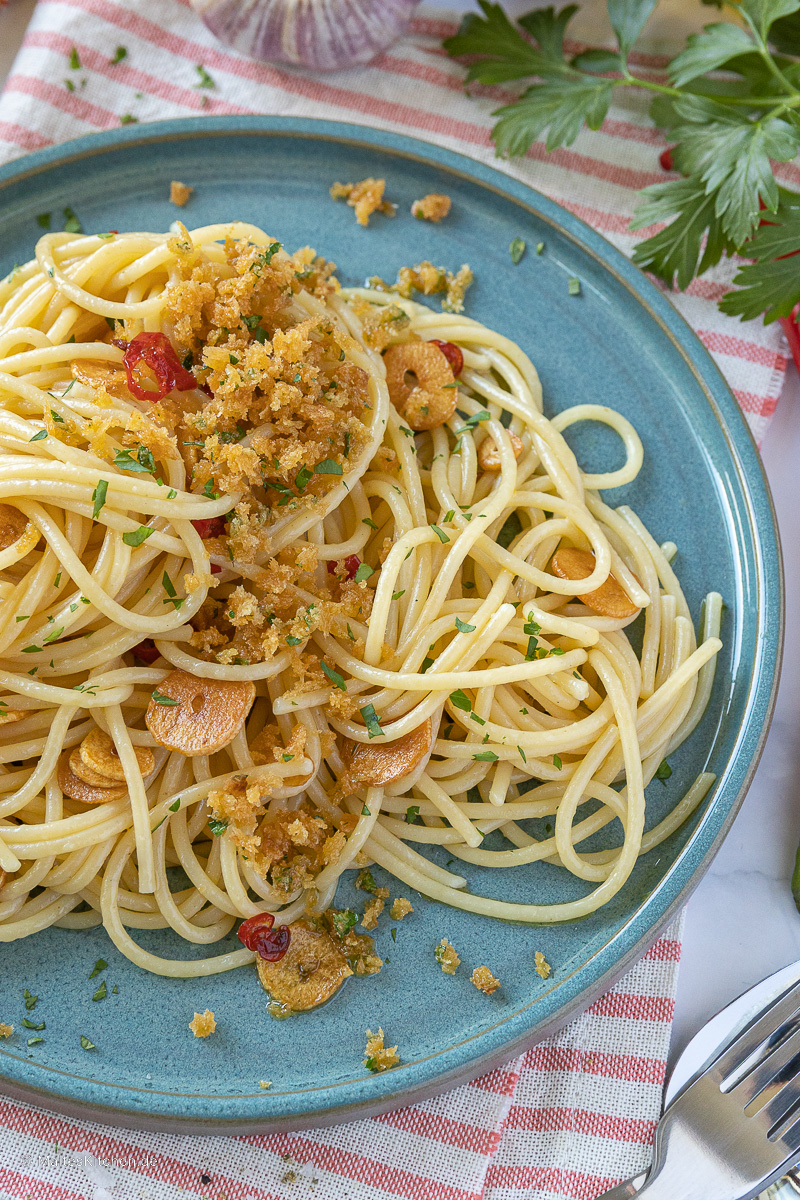 Pasta mit Knoblauch und Chili.