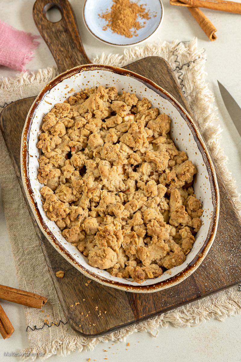 Apfel mit Streusel in extra knusprig