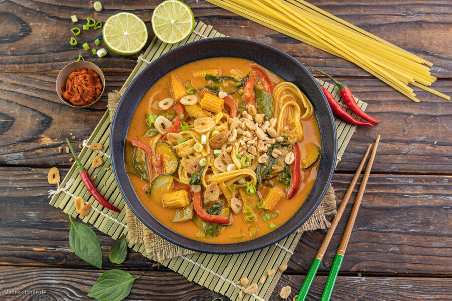 Rezept für ein rotes Thai Curry mit Gemüse