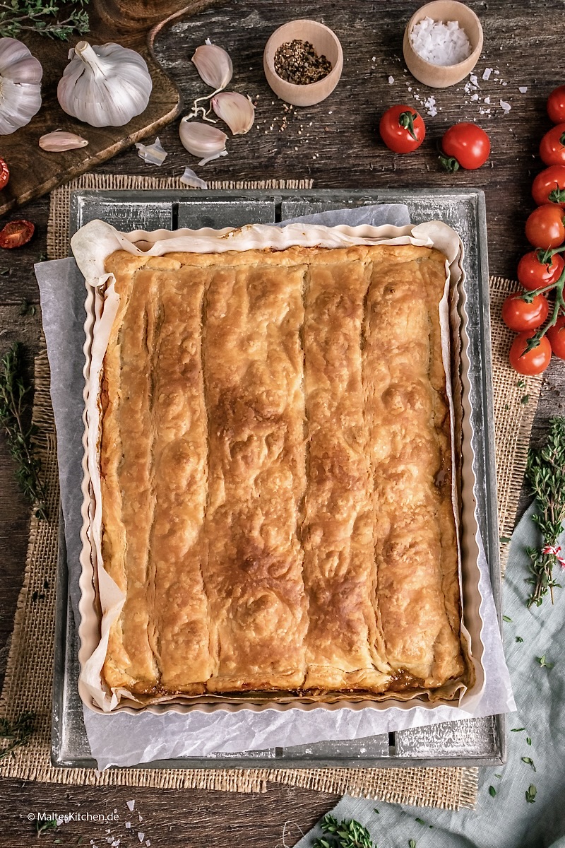 Die Tarte Tatin kurz vor dem Stürzen