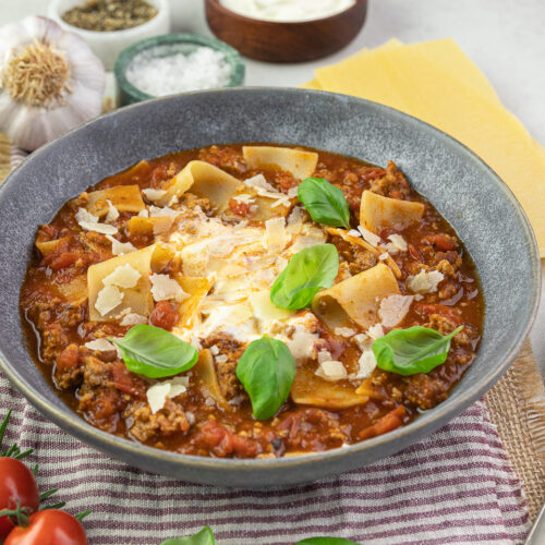 Lasagnesuppe mit Hackfleisch