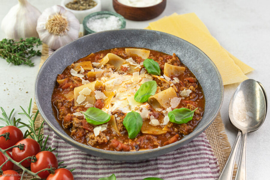 Lasagnesuppe mit Hackfleisch