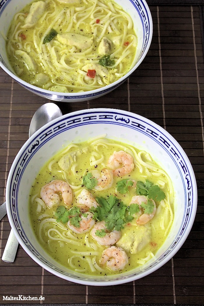 Eine sehr gut gewürzte Asiatische Nudelsuppe