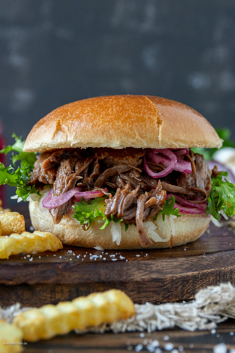 Pulled Beef Burger aus dem Backofen