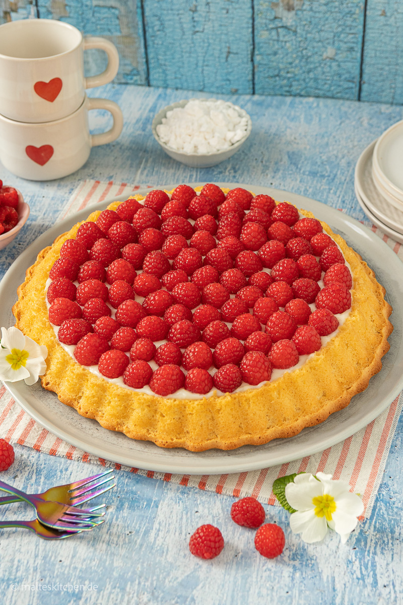Himbeerkuchen mit Pudding