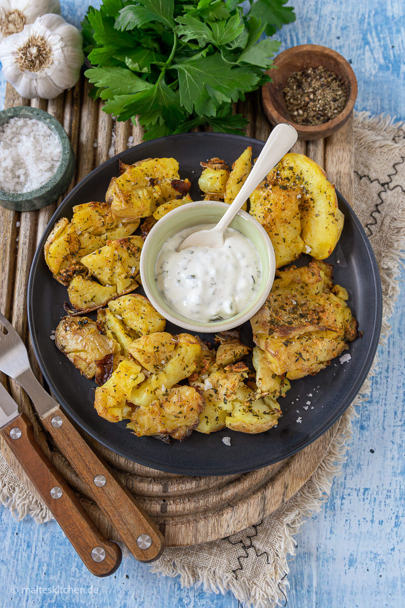 Smashed Potatoes - knusprige Quetschkartoffeln.