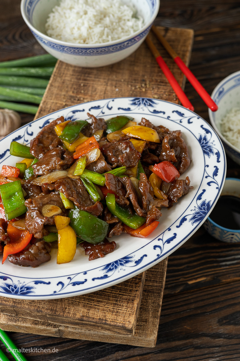 Mongolisches Rindfleisch aus dem Wok