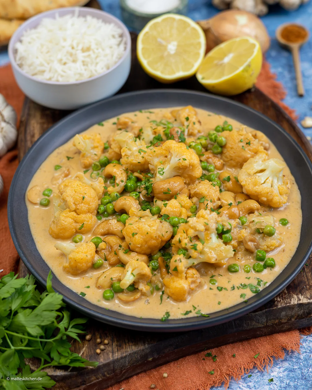 Blumenkohl-Curry mit Kokosmilch.