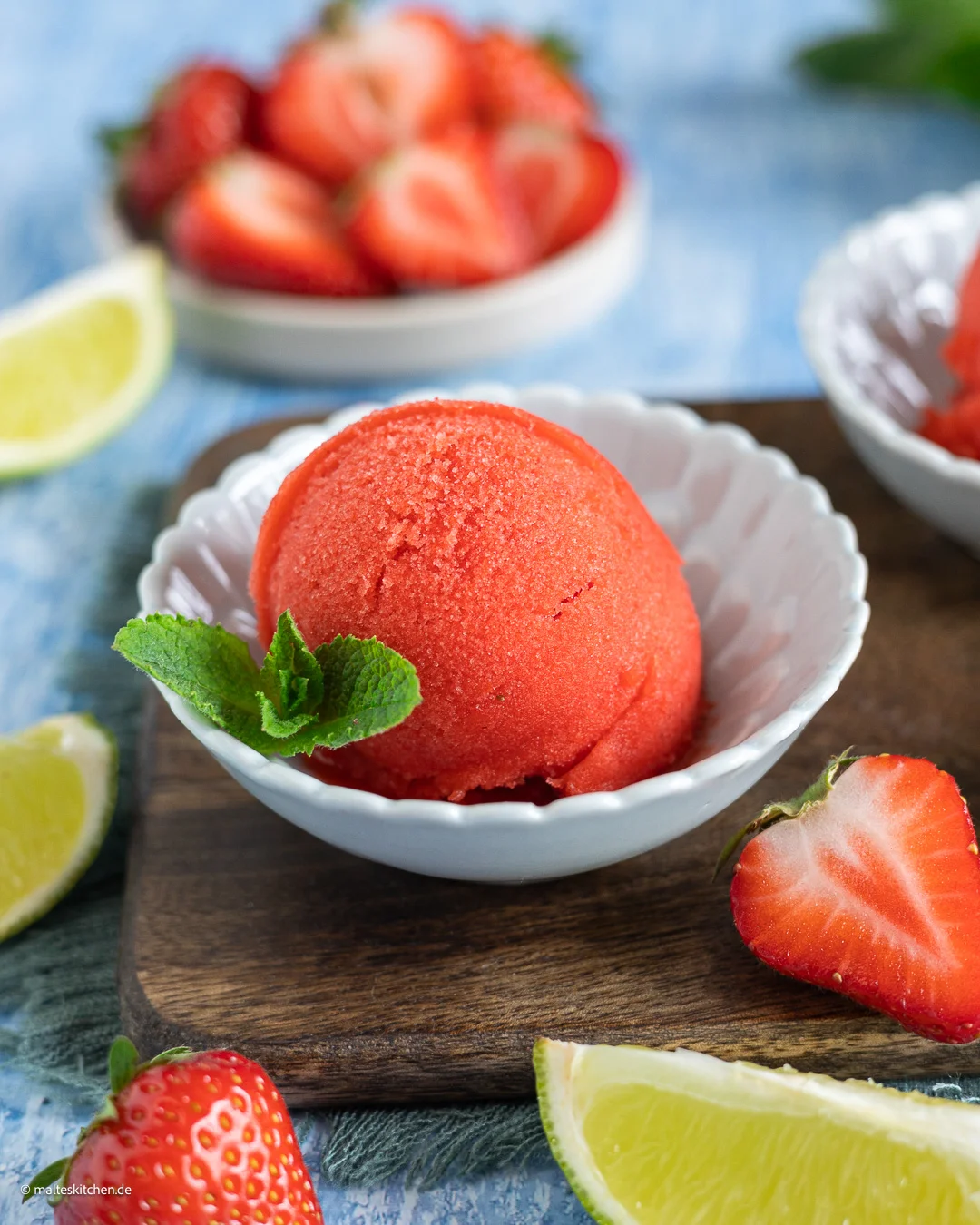 Erfrischendes Erdbeer-Sorbet