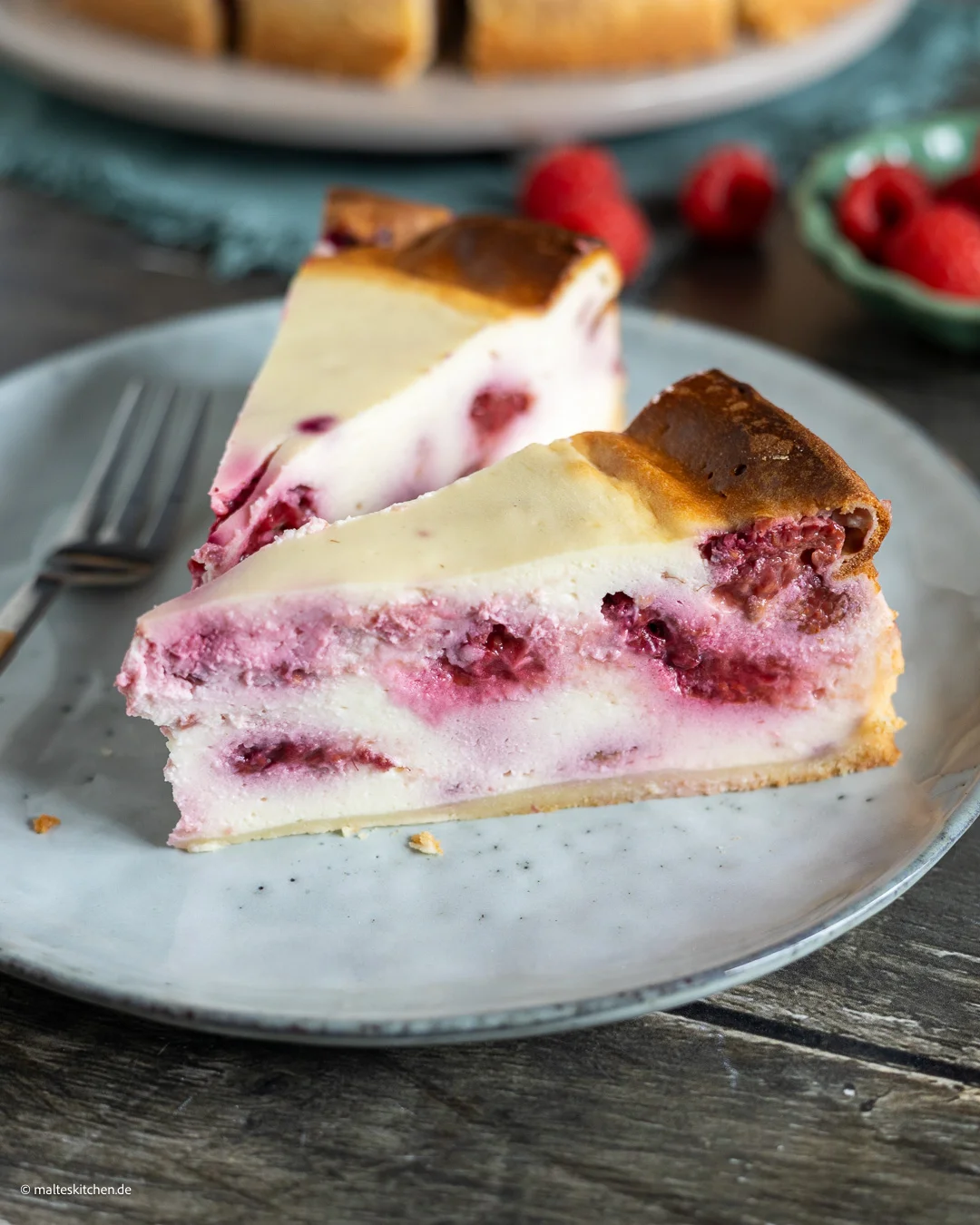 Käsekuchen mit Himbeeren