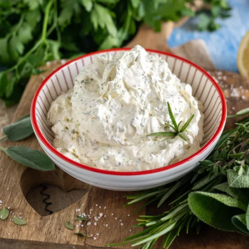 Leckerer selbstgemachte Kräuterbutter.