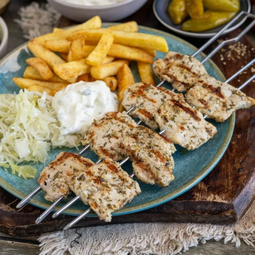 Griechische Souvlaki Spieße