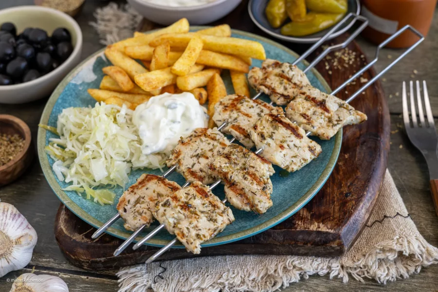 Griechische Souvlaki Spieße