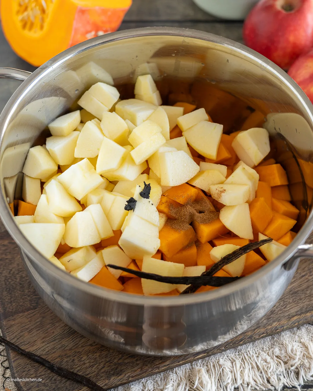 Zutaten für die Marmelade mit Kürbis