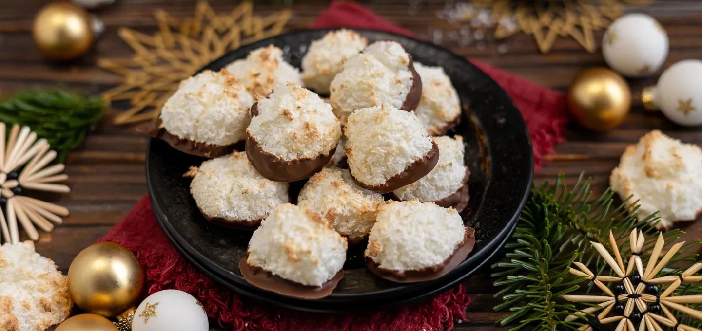 Saftige Kokosmakronen mit Schokolade