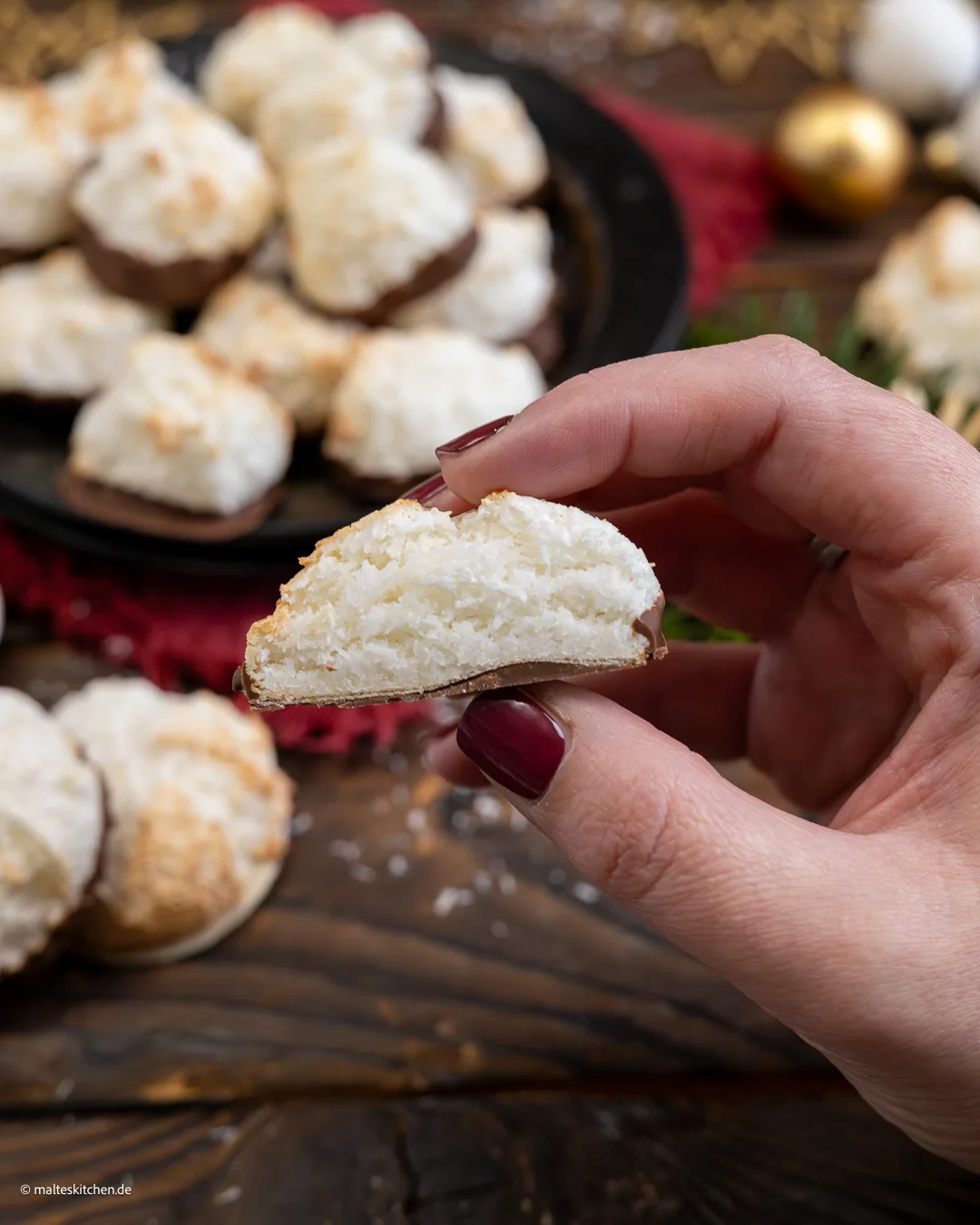 Leckere Kokosmakronen für Weihnachten.