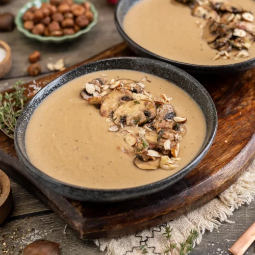 Maronensuppe mit gebratenen Pilzen & Haselnüssen