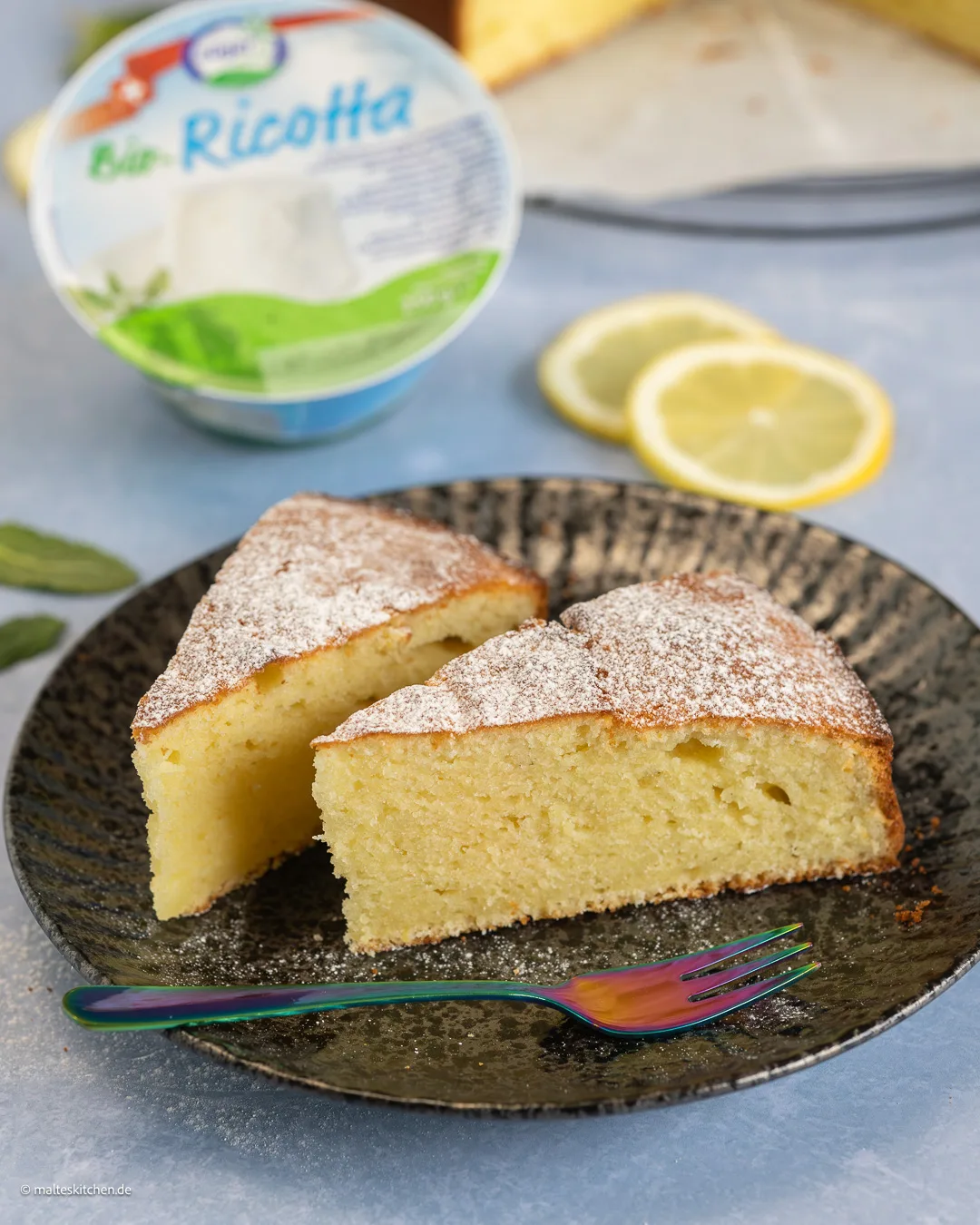 Saftiger Kuchen mit Ricotta.