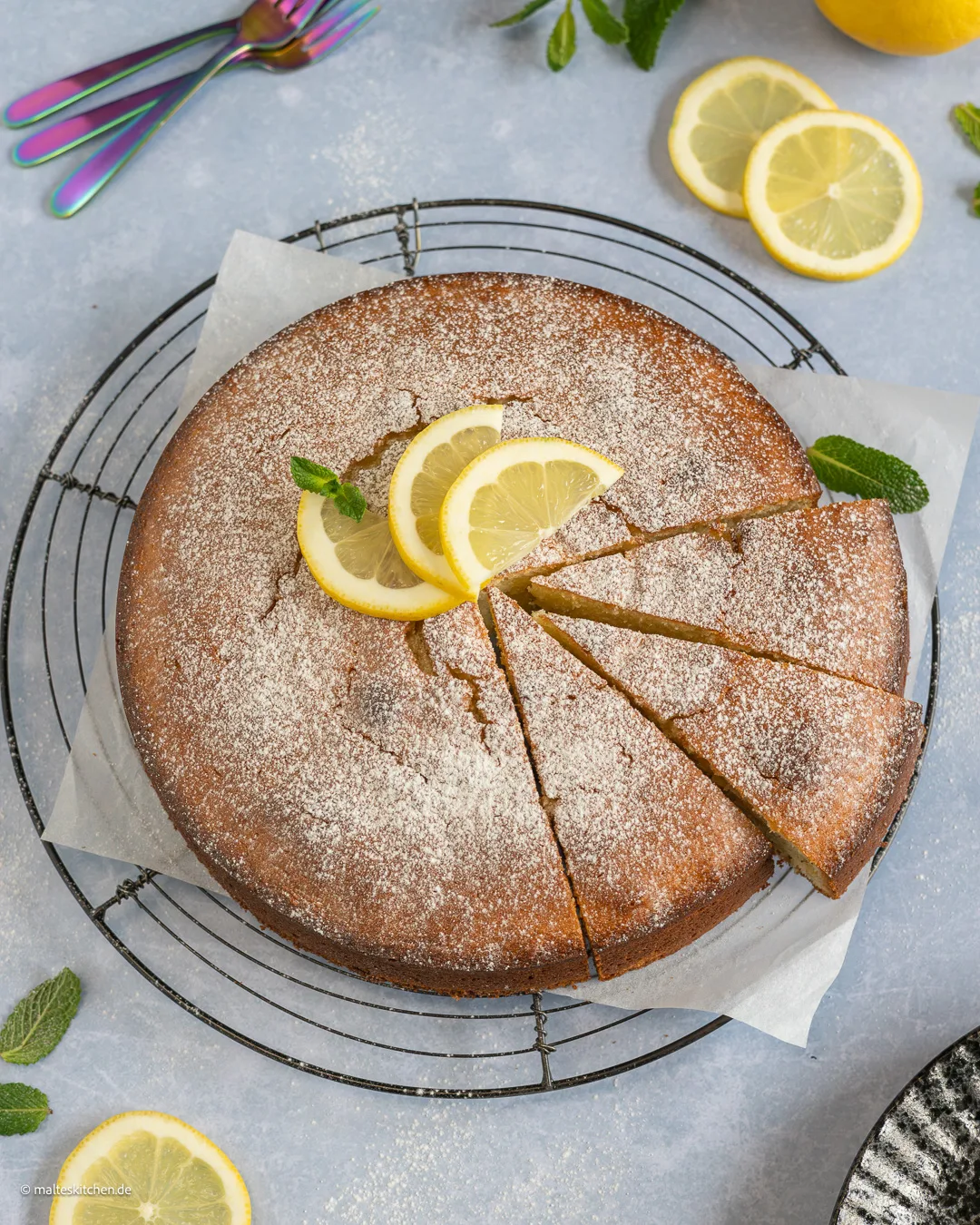 Italienischer Ricotta-Kuchen mit Zitrone.