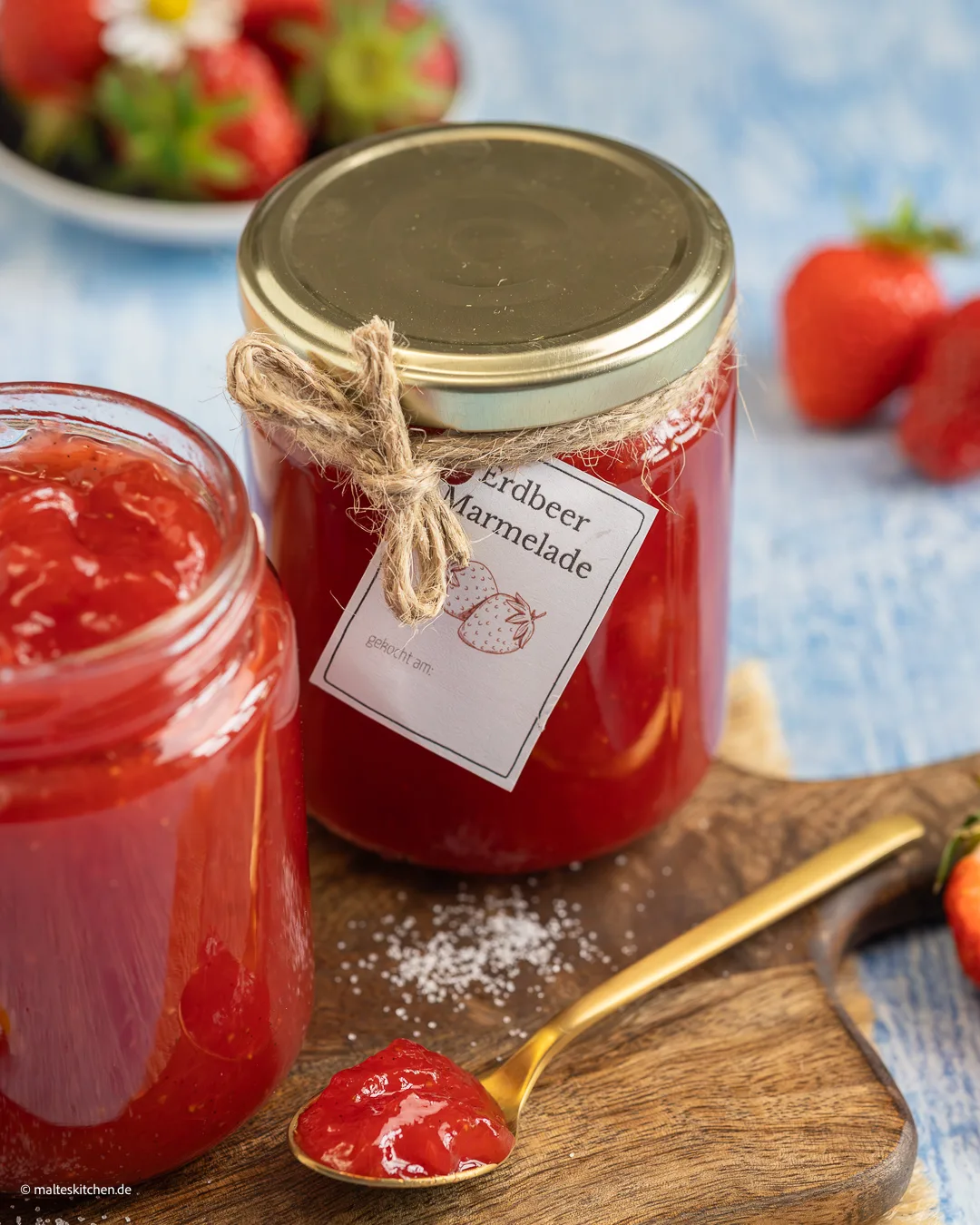 Erdbeermarmelade aus frischen Erdbeeren gekocht