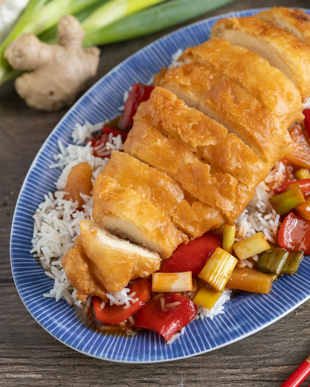 Gebackenes Hähnchen auf chinesische Art