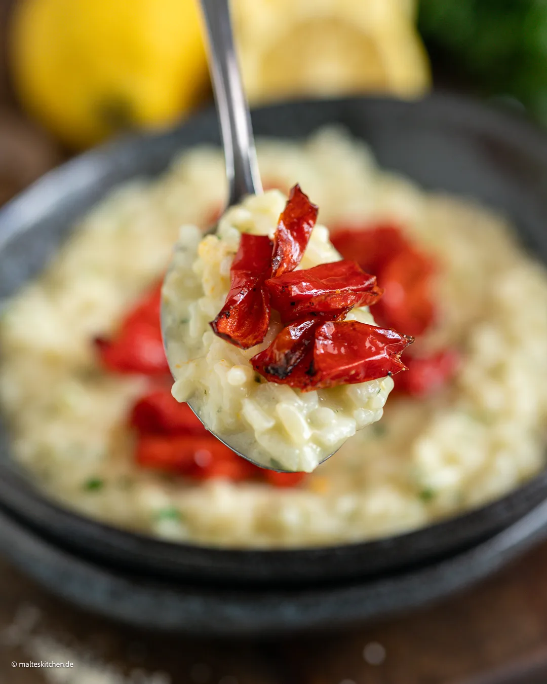 Leckeres Risotto mit Paprika und Zitrone