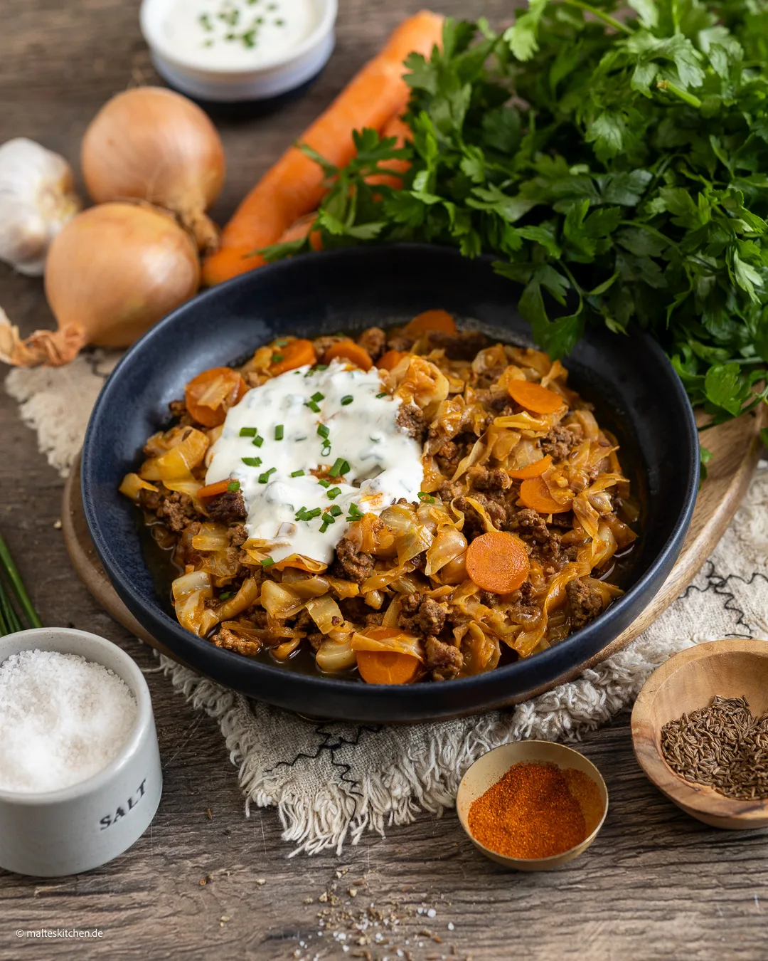 Spitzkohl-Hackfleisch-Pfanne.