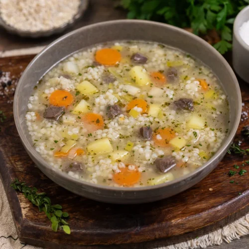 Graupensuppe mit Rindfleisch