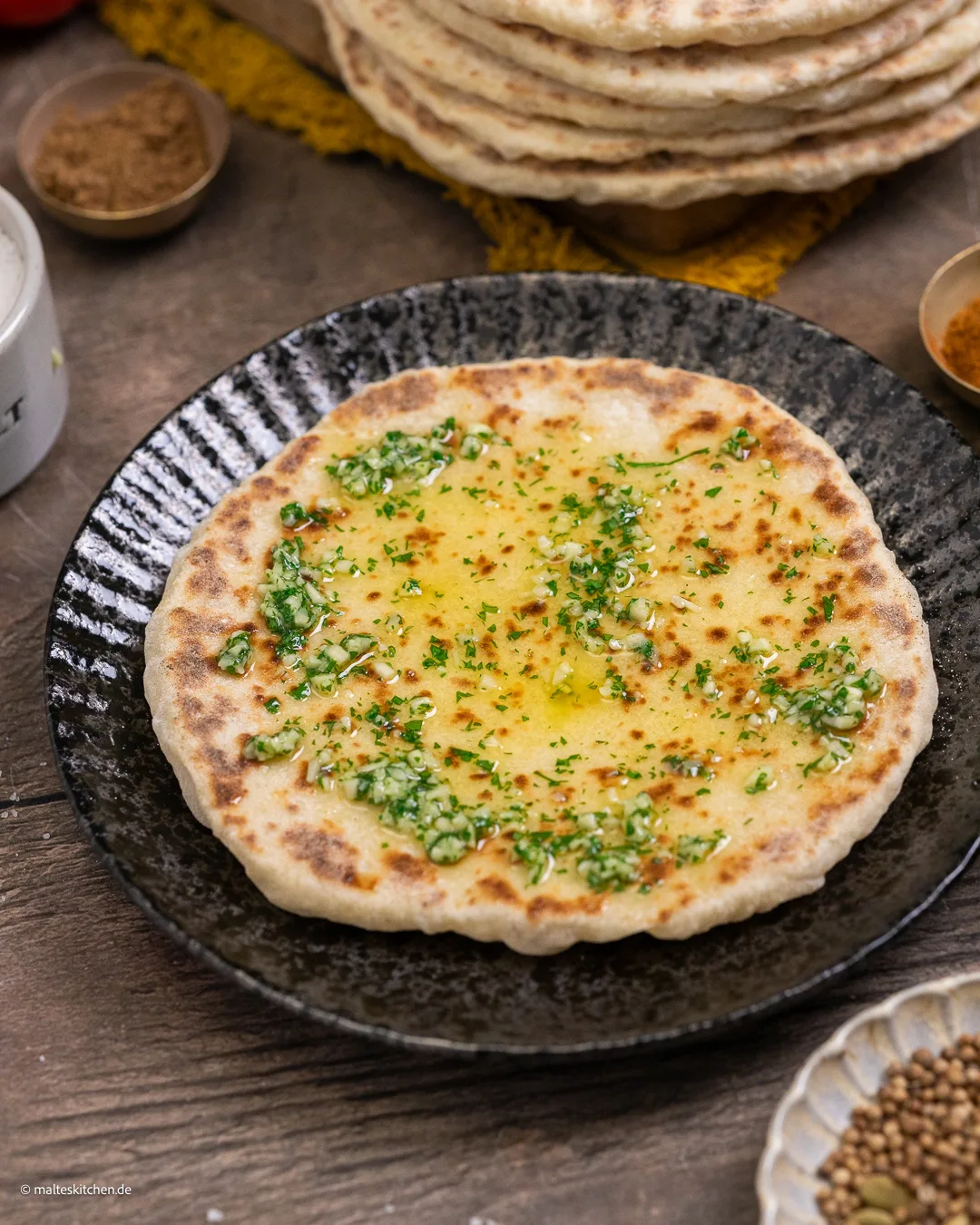 Naan Brot mit Knoblauch