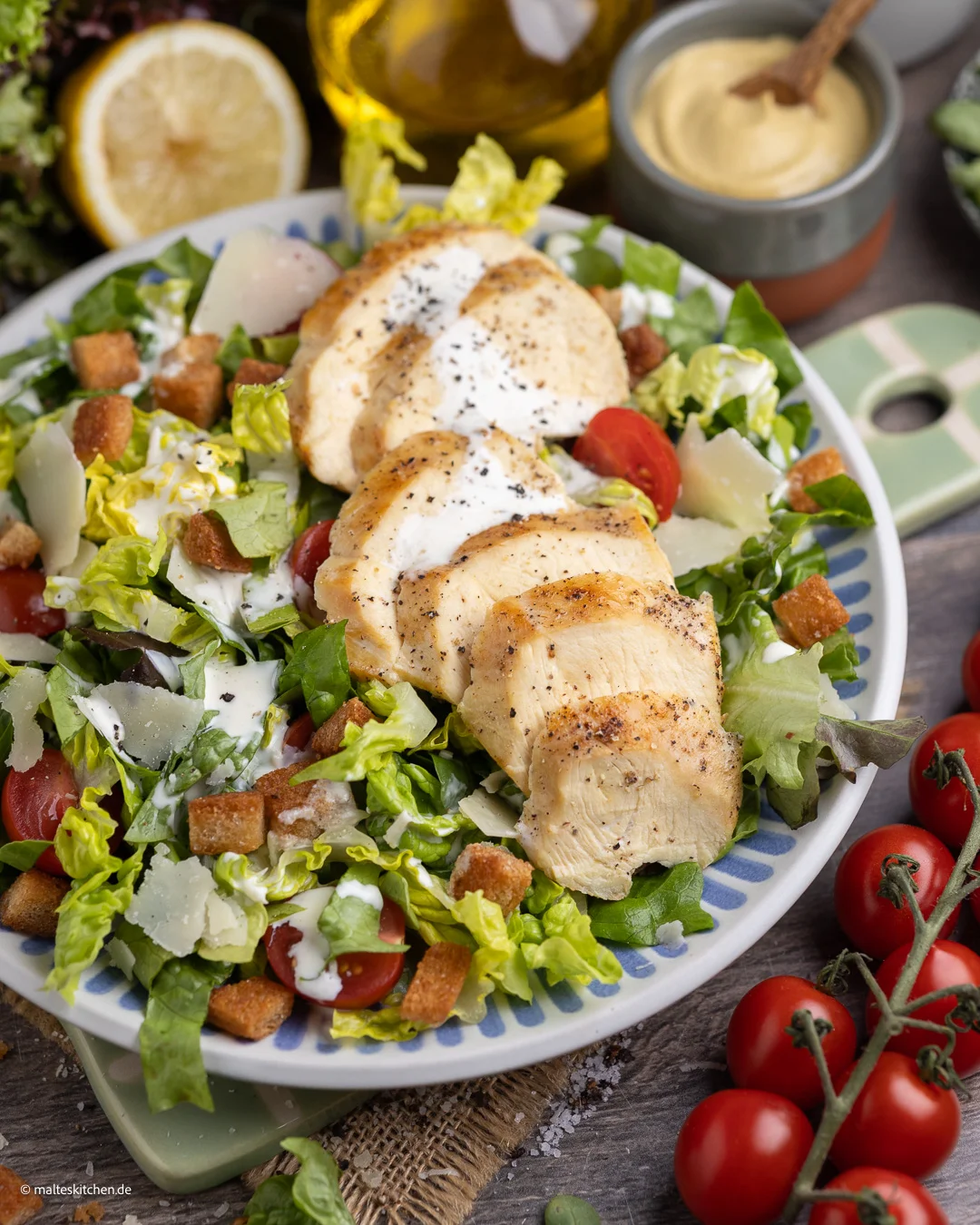 Perfekter Caesar Salad mit Hähnchen
