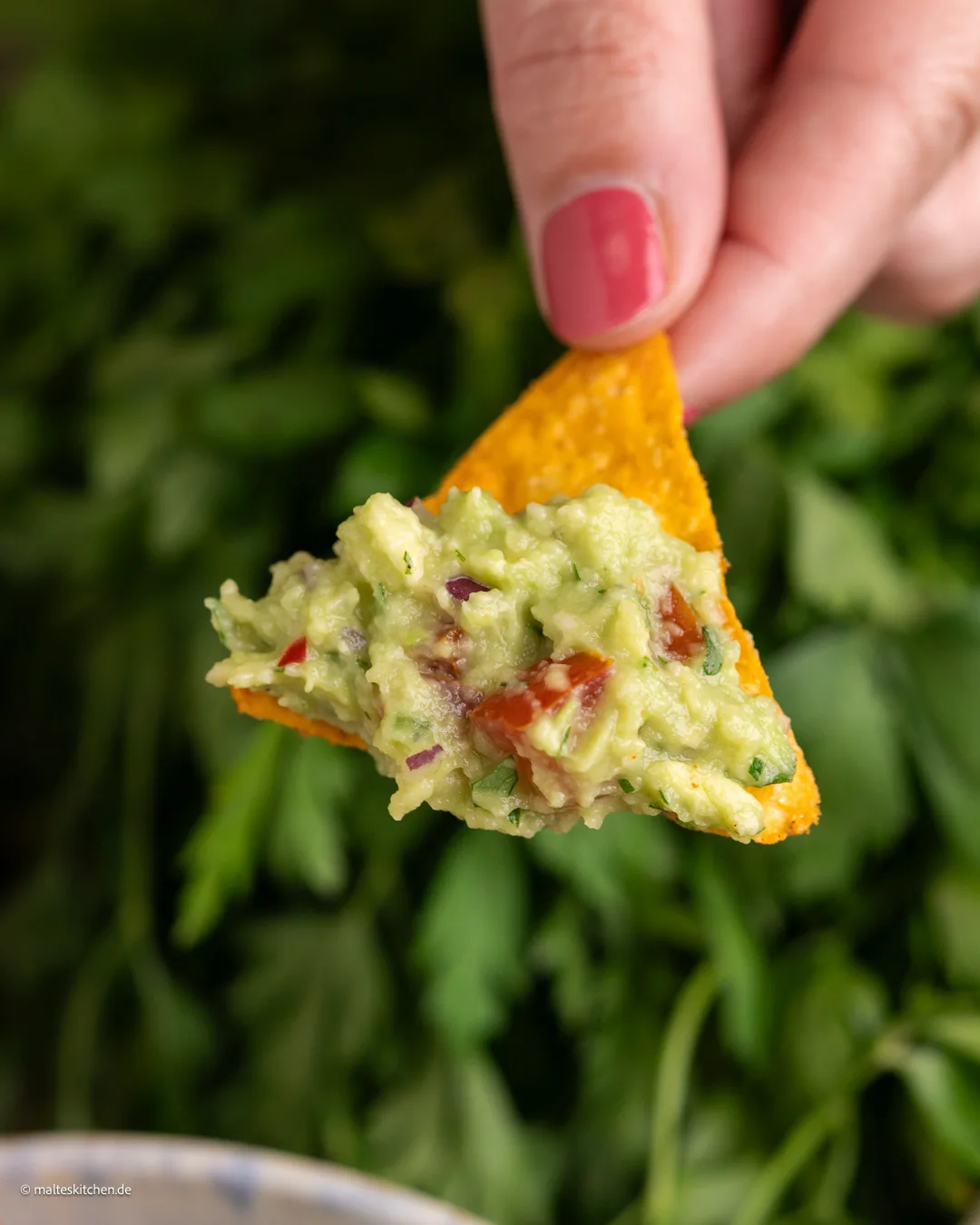 Guacamole auf Tortilla-Chips