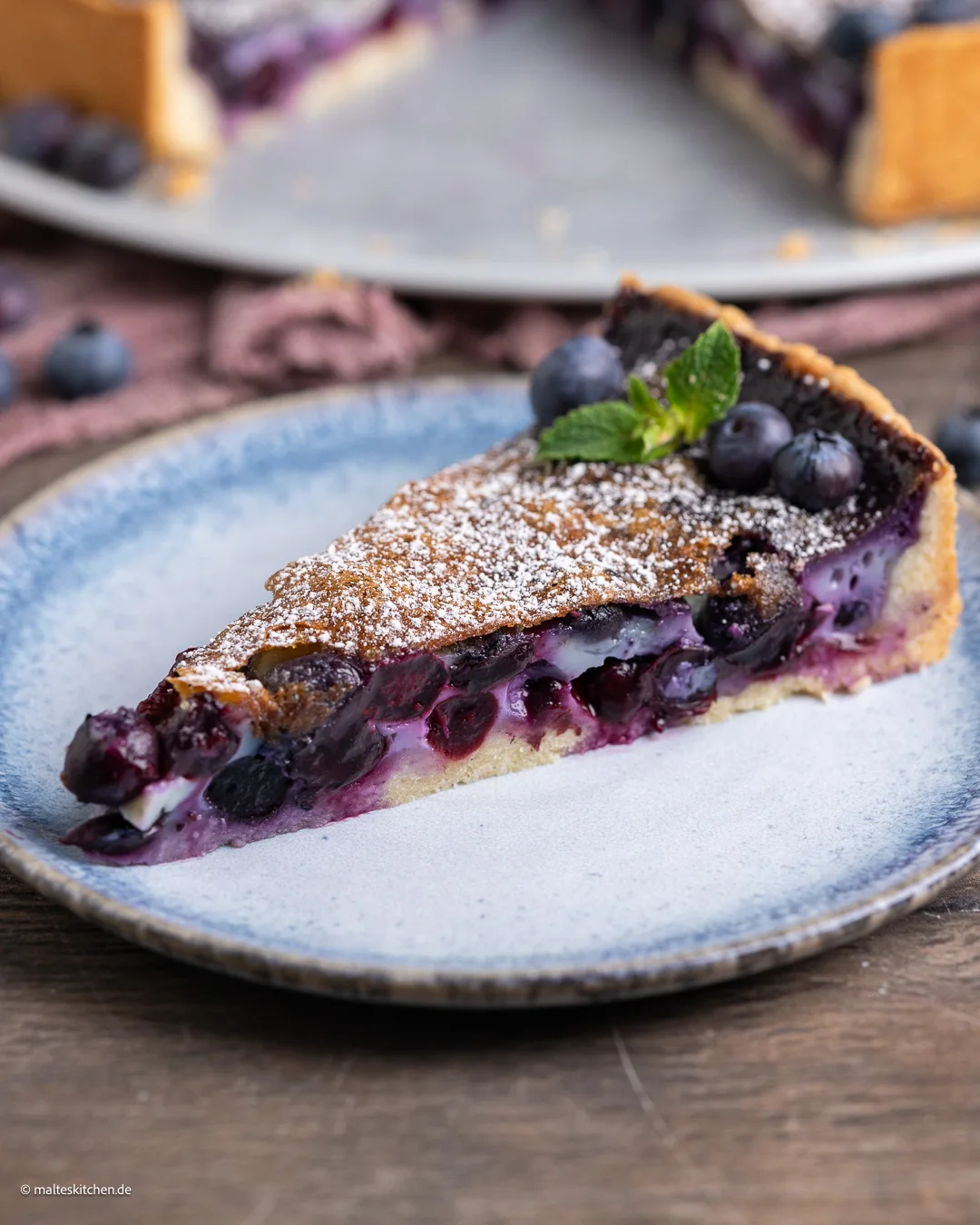 Heidelbeerkuchen mit Mürbeteig