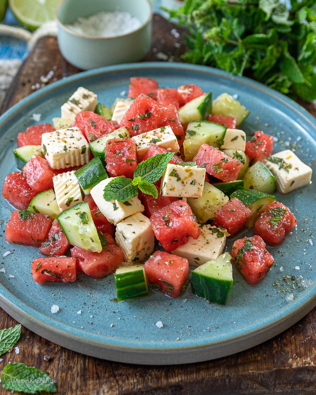 Salat mit Wassermelone und Feta